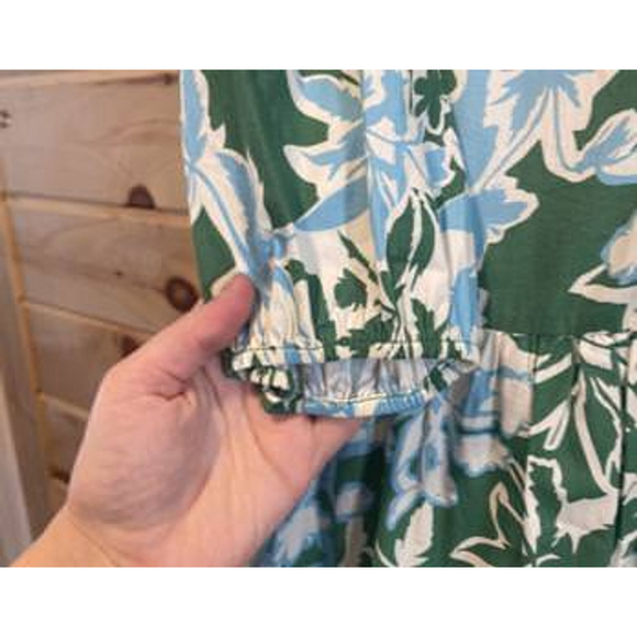Women's Garance Green Blue Floral Maxi Dress M - Picture 3 of 4